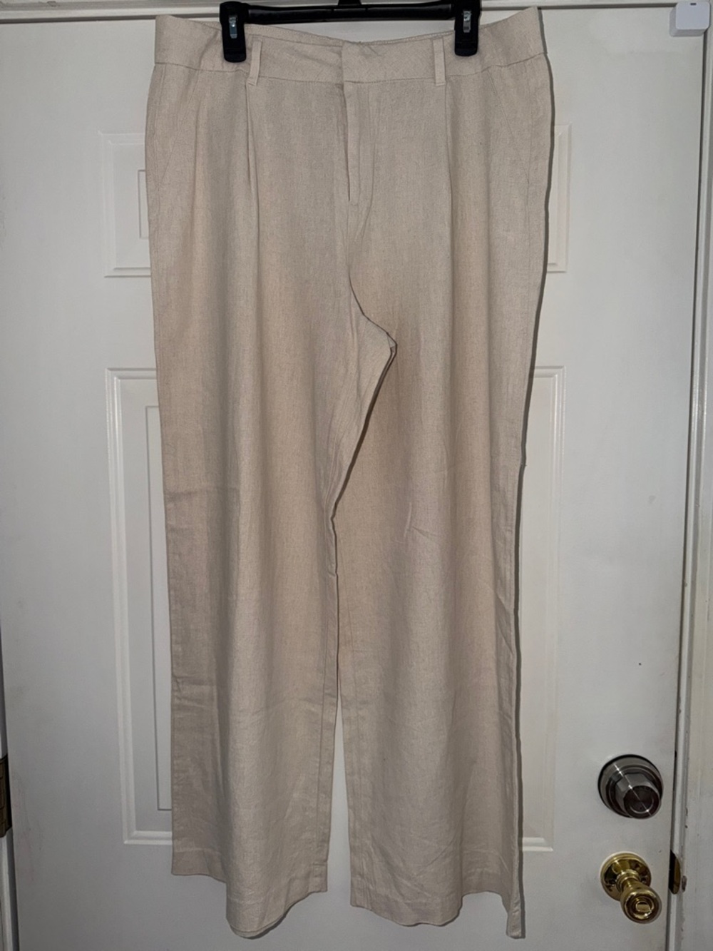 Light Beige Linen-Blend Wide‎ Leg Pants. Sz 16